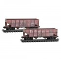 33′ 2-Bay Rib-Side Hopper 2-Pack - Ready to Run -- Chicago, Burlington & Quincy 189248, 189023 (Weathered, red, white), N, Mic