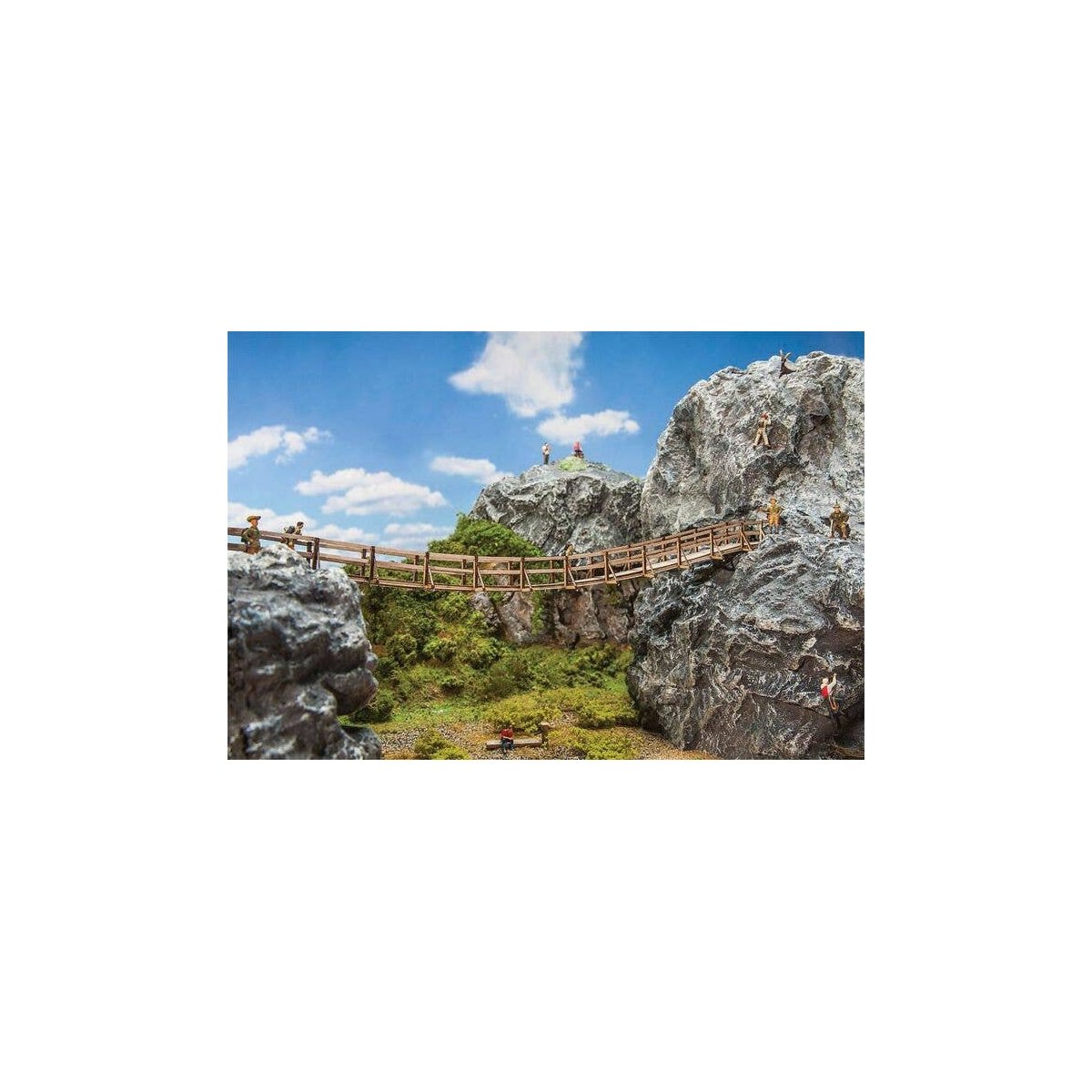 Suspended Wooden (Cable) Bridge -- Laser-Cut Card Kit - 11-9/16 x 1-3/16 x 1-3/16′ 29.4 x 3 x 3cm, HO, Faller Gmbh 180391