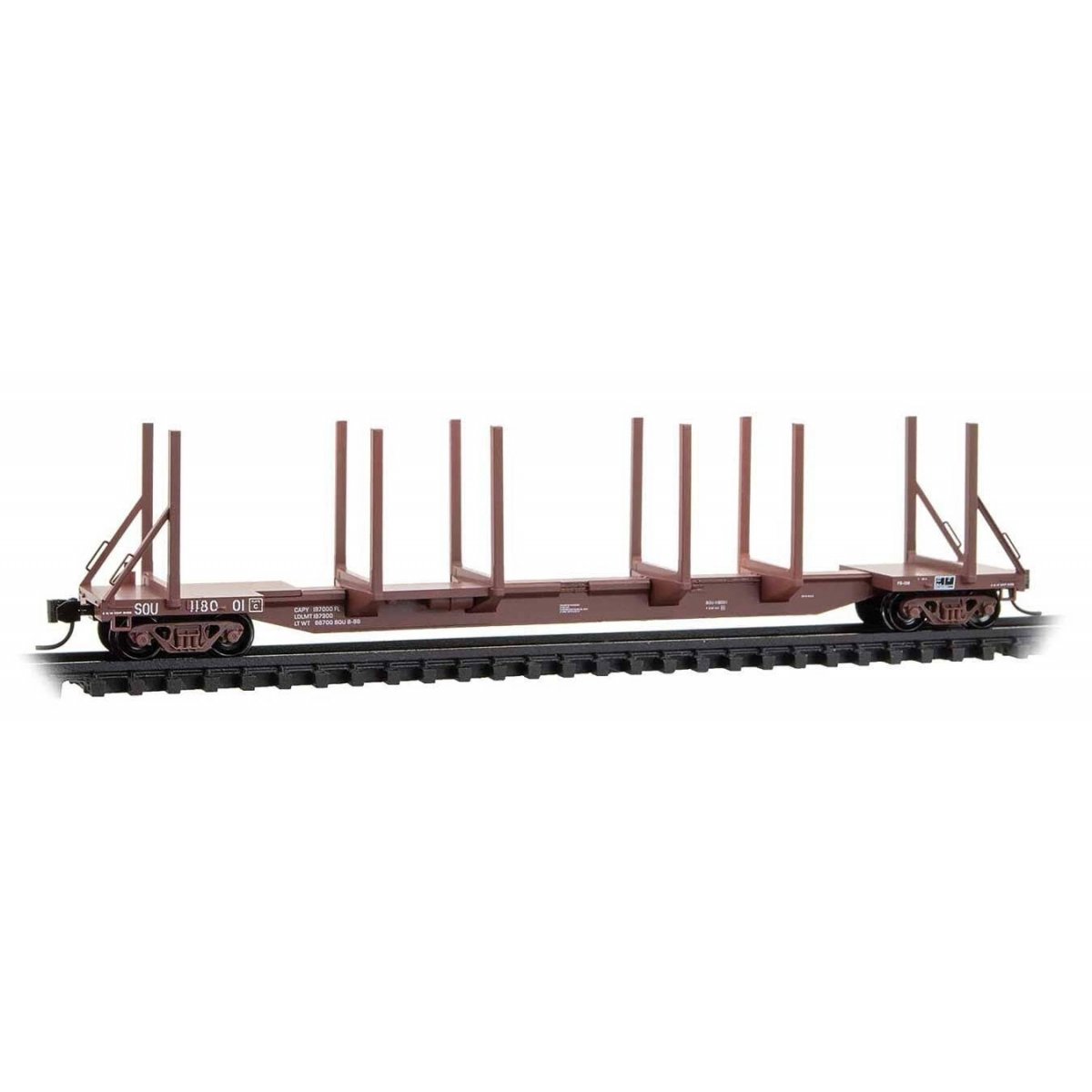 Ortner 65′ 100-Ton Log Car - Ready to Run -- Southern Railway 118001 (Boxcar Red), N, Micro Trains Line 11500130