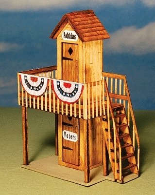 2-Story PC Outhouse - Kit (Laser-Cut Wood) -- Includes Signage 1-5/8 x 15/16 x 2-1/4′, HO, GCLaser 1282