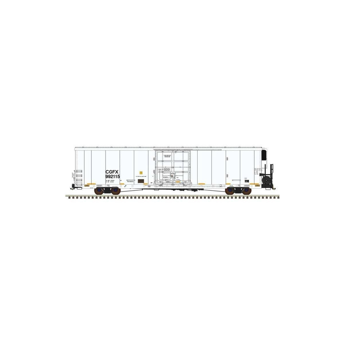 TrinityRail(R) 64′ Modern Reefer - Ready to Run -- Cedar Grove Logistics CGFX 992115 (white, black), HO, Atlas Model Railroad 