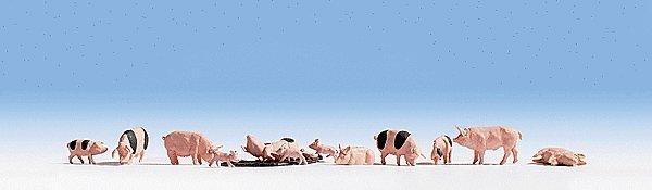 Pig Sty -- Laser-Cut Kit w/12 Pigs, Wood Fencing & Hay, HO, Noch Gmbh & Co 15712