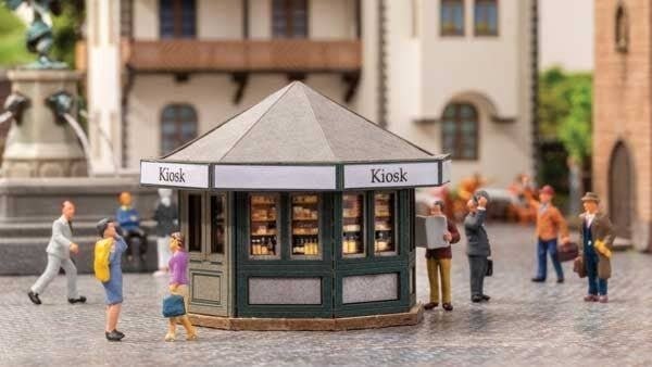 Kiosk - Laser-Cut Minis -- Laser-Cut Kit - 2-1/8 x 2-1/8 x 1-5/8′ 5.4 x 5.4 x 4.2cm, HO, Noch Gmbh & Co 14320