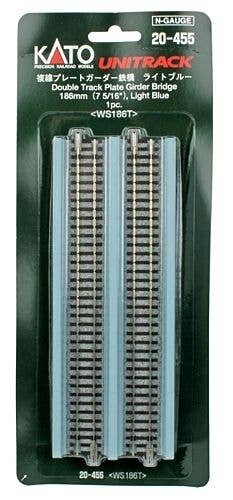 Double-Track Plate Girder Bridge -- 7-13/32′ 186mm (Light Blue), N, Kato USA Inc 20455