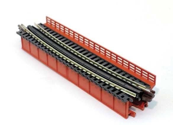 Single-Track Curved Deck-Girder Bridge, Code 80 Track - Assembled - Unitrack -- 17-5/8′ 448mm Radius, N, Kato USA Inc 20465