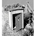 `One Holer` Outhouse Kit pkg(2) -- Standard Type w/Flat Roof Crescent Moon on Positionable Door, HO, B.T.S. 23004