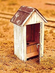 `One Holer` Outhouse Kit -- Peaked Roof, Positionable Doors for Ladies (Crescent Moon) & Gentlemen (Star, HO, B.T.S. 23005