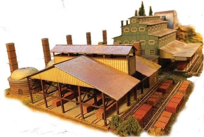 C & H Brick & Block Company -- Laser-Cut Wood Kit - 22 x 10 x 4′ 55.9 x 25.4 x 10.6cm, N, The N Scale Architect 10054
