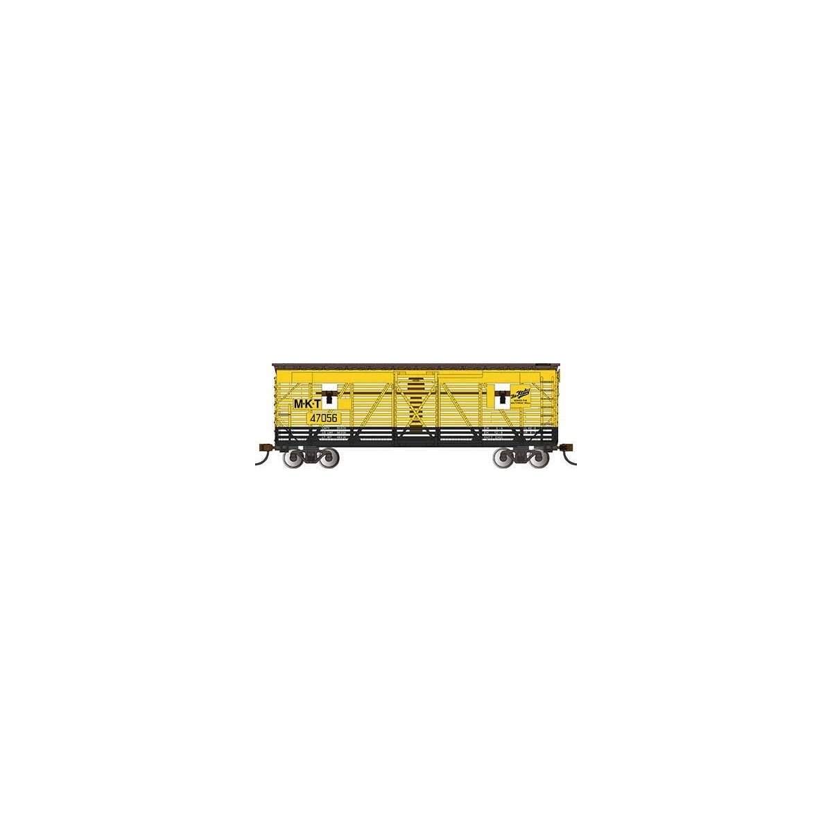 40′ Animated Stock Car with Horses - Ready to Run - Silver Series(R) -- Missouri-Kansas-Texas 47056 (yellow, black), HO, Bachm
