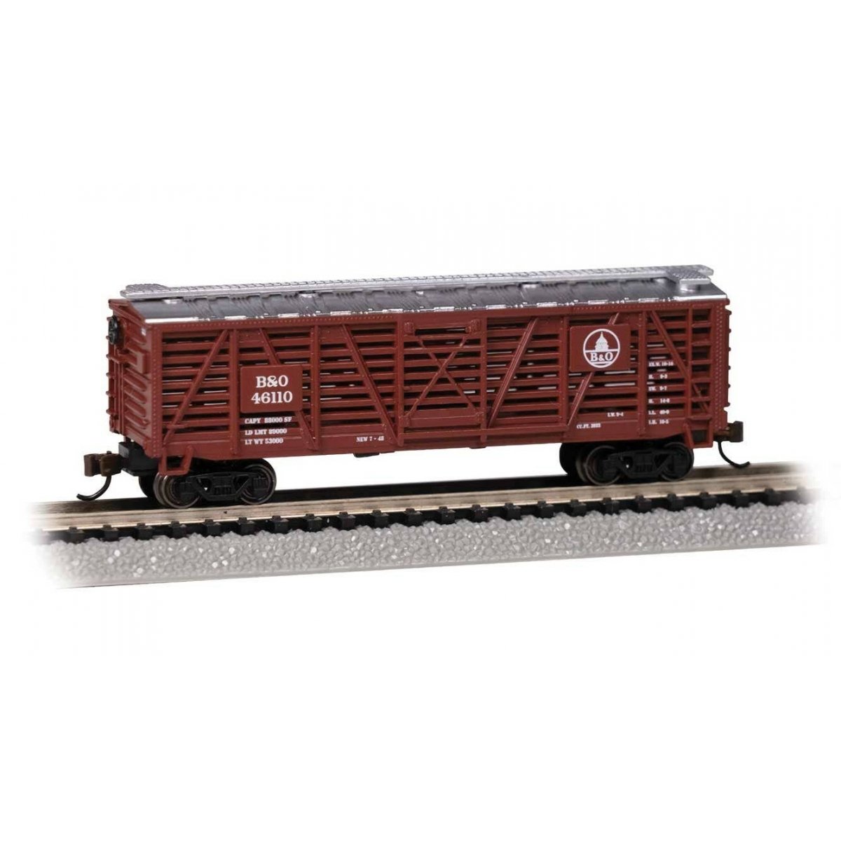 Steel Stock Car - Ready to Run -- Baltimore & Ohio 46110 (Boxcar Red, silver, Capitol Dome Logo), N, Bachmann Industries 71563