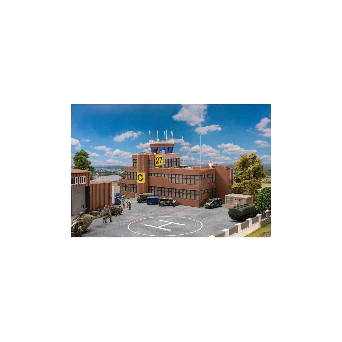 Airport Tower Building -- Kit - 15 x 6-3/16 x 11-1/8′ 38.2 x 15.7 x 28.3cm, HO, Faller Gmbh 144112