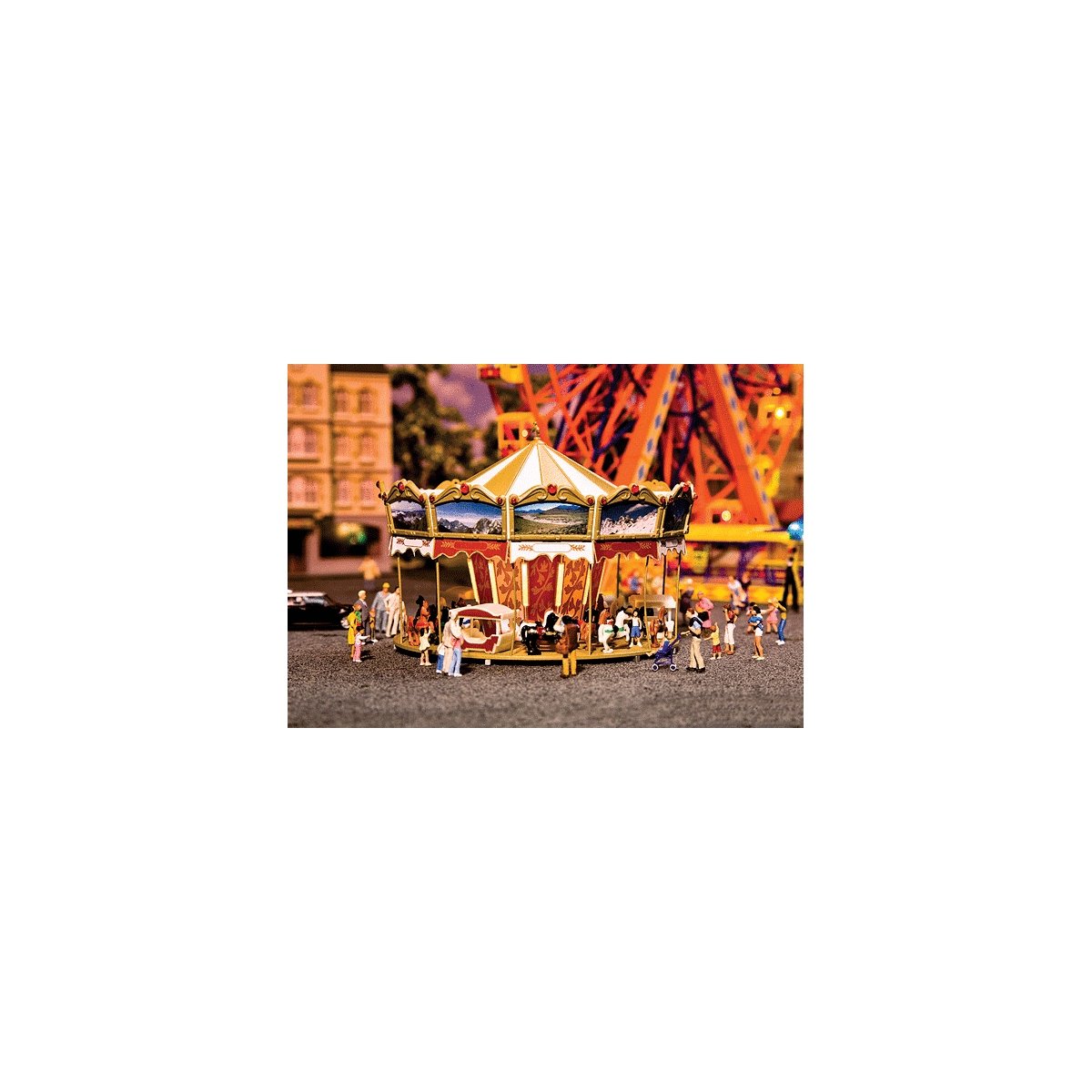 Children`s Merry-Go-Round - Kit -- 4-5/8 x 3-1/4` 12.2 x 8.2cm, HO, Faller Gmbh 140316
