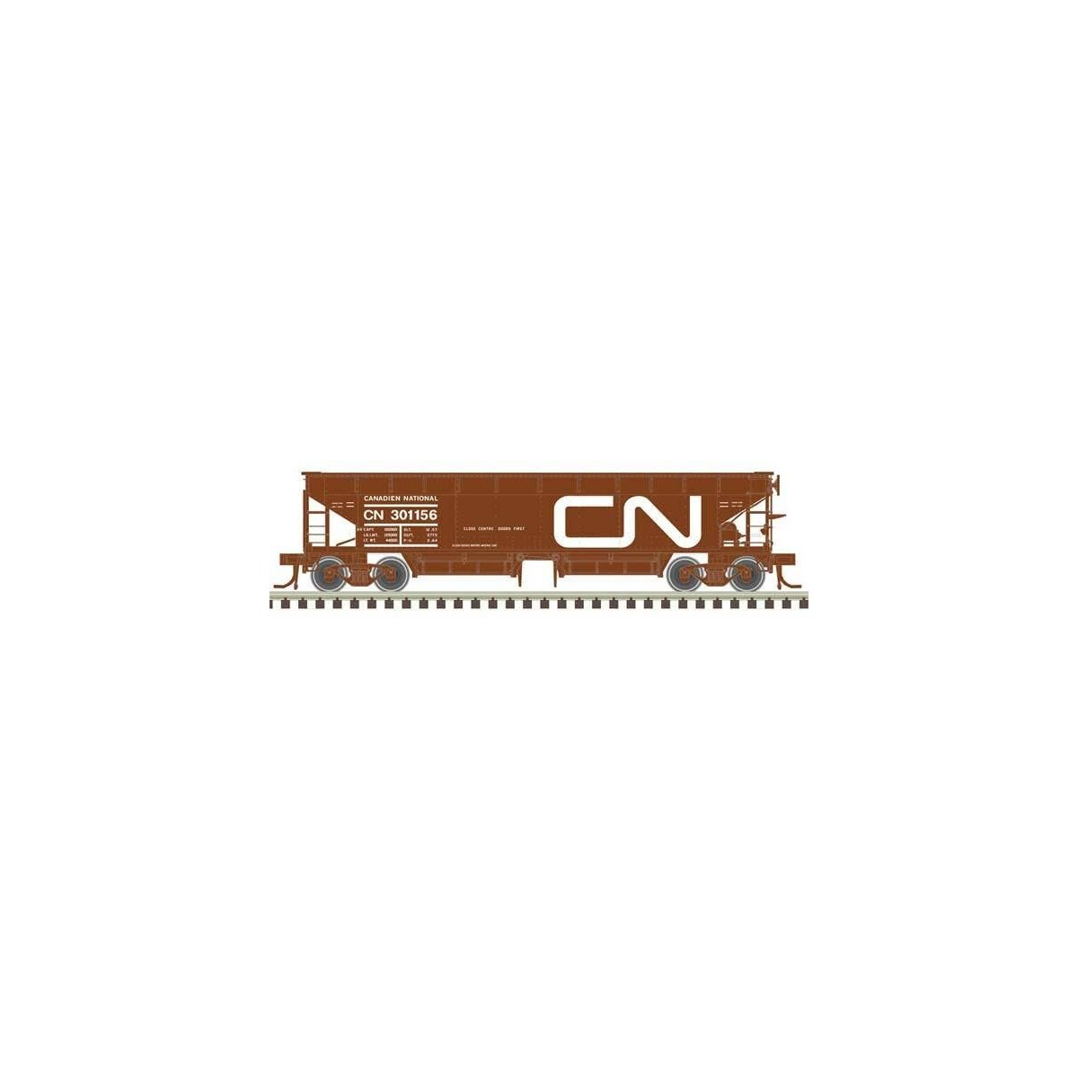 70-Ton Hart Ballast Car - Ready to Run - Master(R) -- Canadian National 301190 (Boxcar Red, white), HO, Atlas Model Railroad Co.