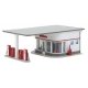 1950s Gas Station -- Kit - 5-9/16 x 3-13/16 x 1-1/16′ 14.1 x 9.7 x 5.3cm, HO, Faller Gmbh 130590