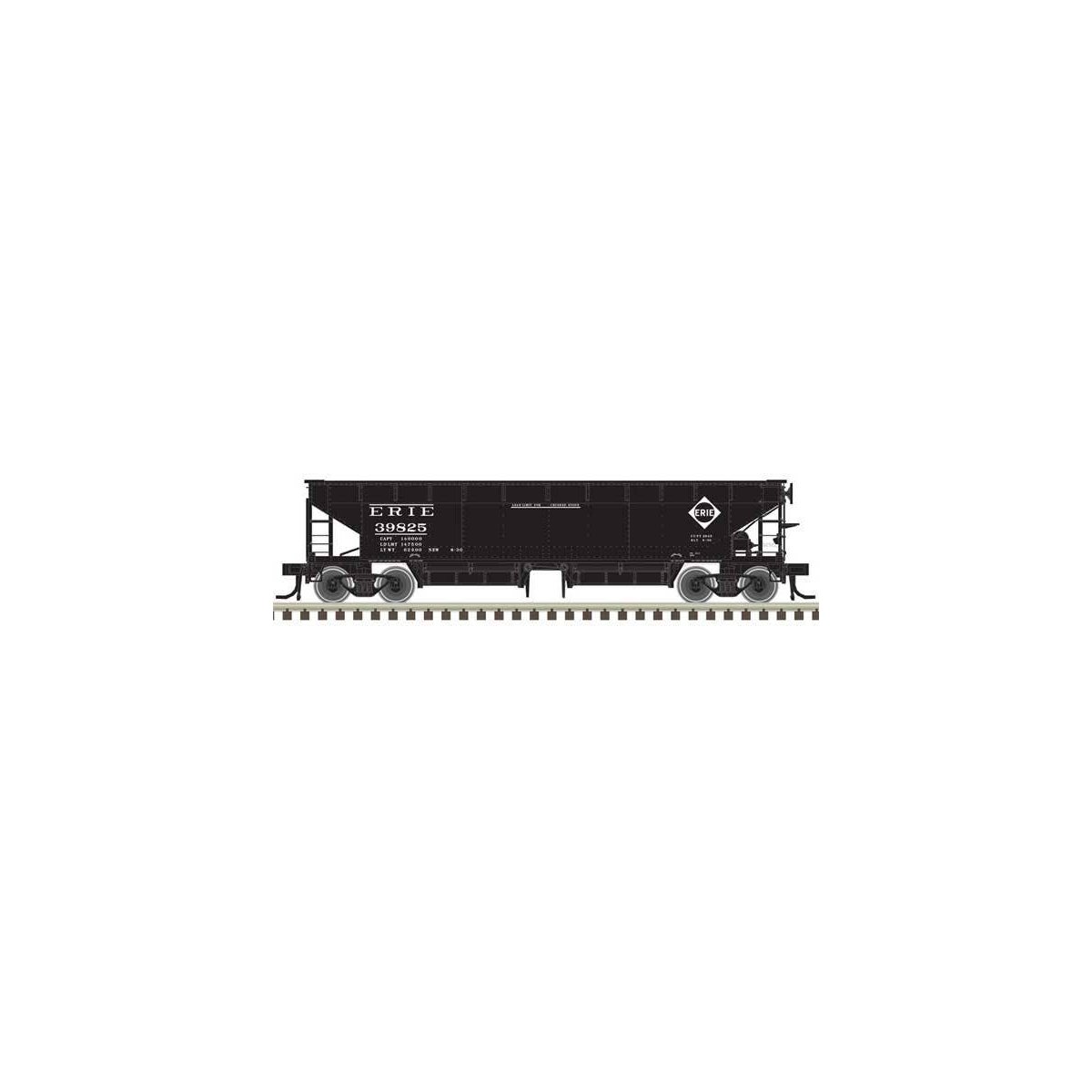 70-Ton Hart Ballast Car - Ready to Run - Master(R) -- Erie 39837 (black, white), HO, Atlas Model Railroad Co. 20006803