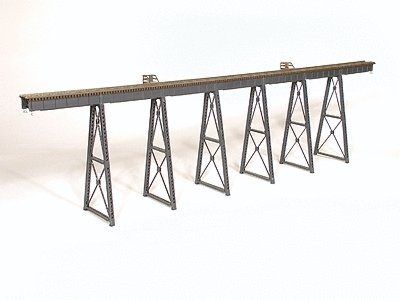210` Tall Steel Viaduct, Low Bridge w/Bents -- 7 30` Spans, 6 1,2,or 3-Story Bents, 29`L x 10 , HO, Micro Engineering 75550