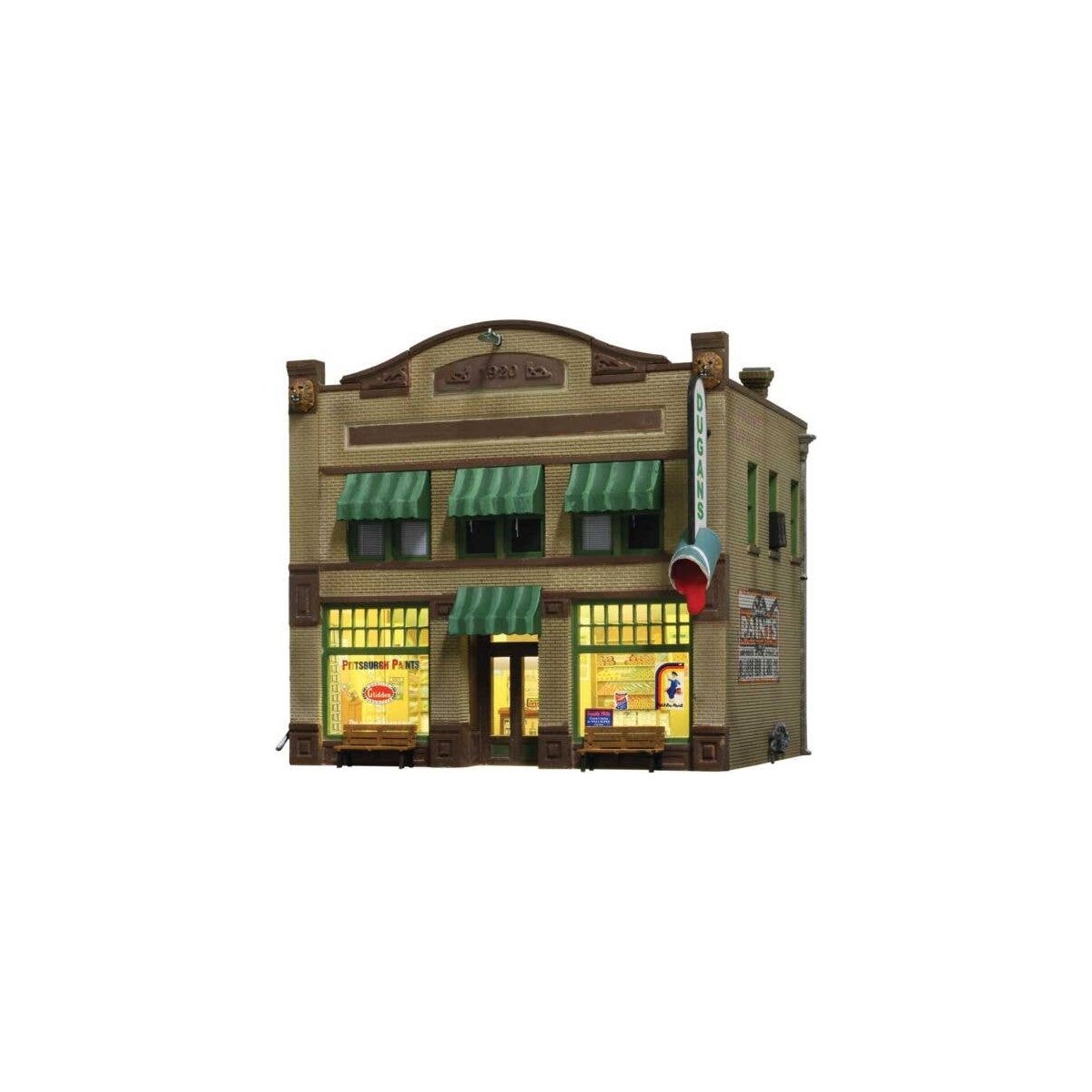 Dugan′s Paint Store - Built & Ready Landmark Structures(R) -- Assembled - 4-19/32 x 3-5/8 x 4-1/, HO, Woodland Scenics 5053