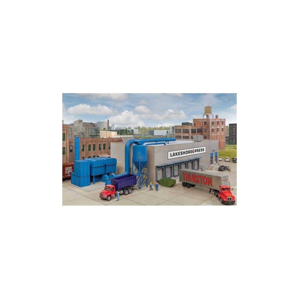 Modern Printing Plant - Cornerstone Modern Industrial Park -- Kit - 16-5/8 x 8-3/8 x 5-11/16, HO, Walthers Cornerstone 4079