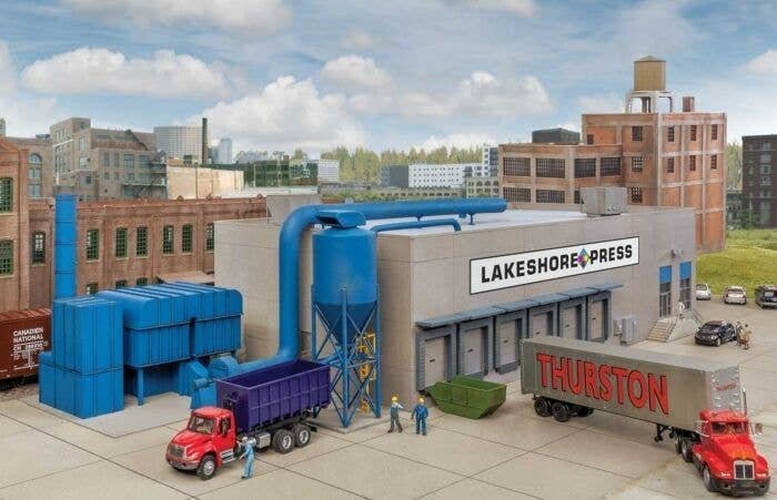 Modern Printing Plant - Cornerstone Modern Industrial Park -- Kit - 16-5/8 x 8-3/8 x 5-11/16, HO, Walthers Cornerstone 4079