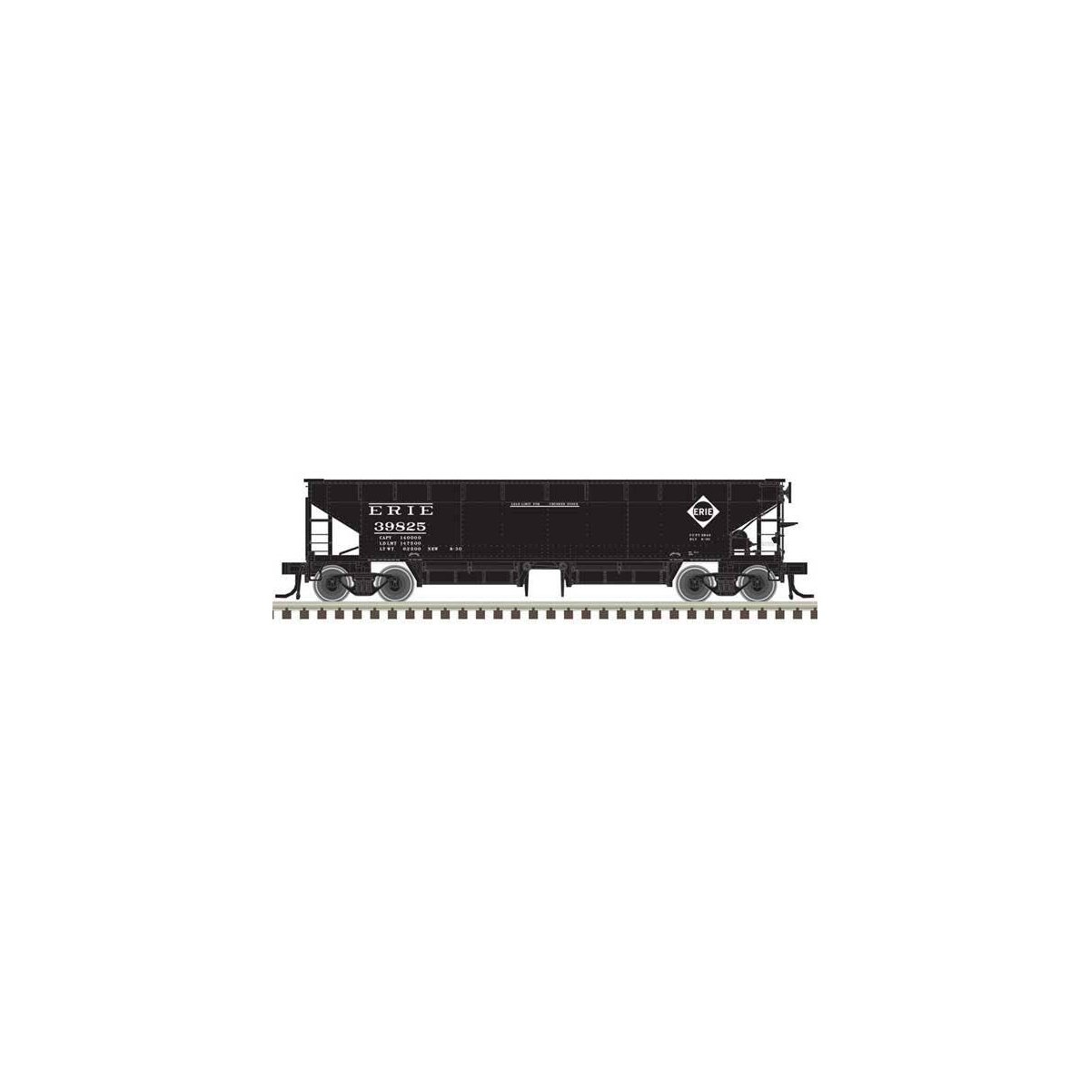 70-Ton Hart Ballast Car 3-Pack - Ready to Run - Master(R) -- Erie 39842, 39850, 39854 (black, white), HO, Atlas Model Railroad C