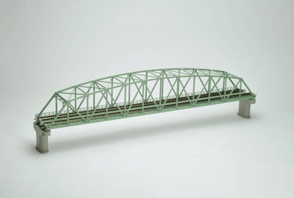 Curved Chord Through Truss Bridge w/2 Piers - Fine Track -- Assembled - Double-Track - 22′ 55.9cm , N, TomyTec Co LTD 3222