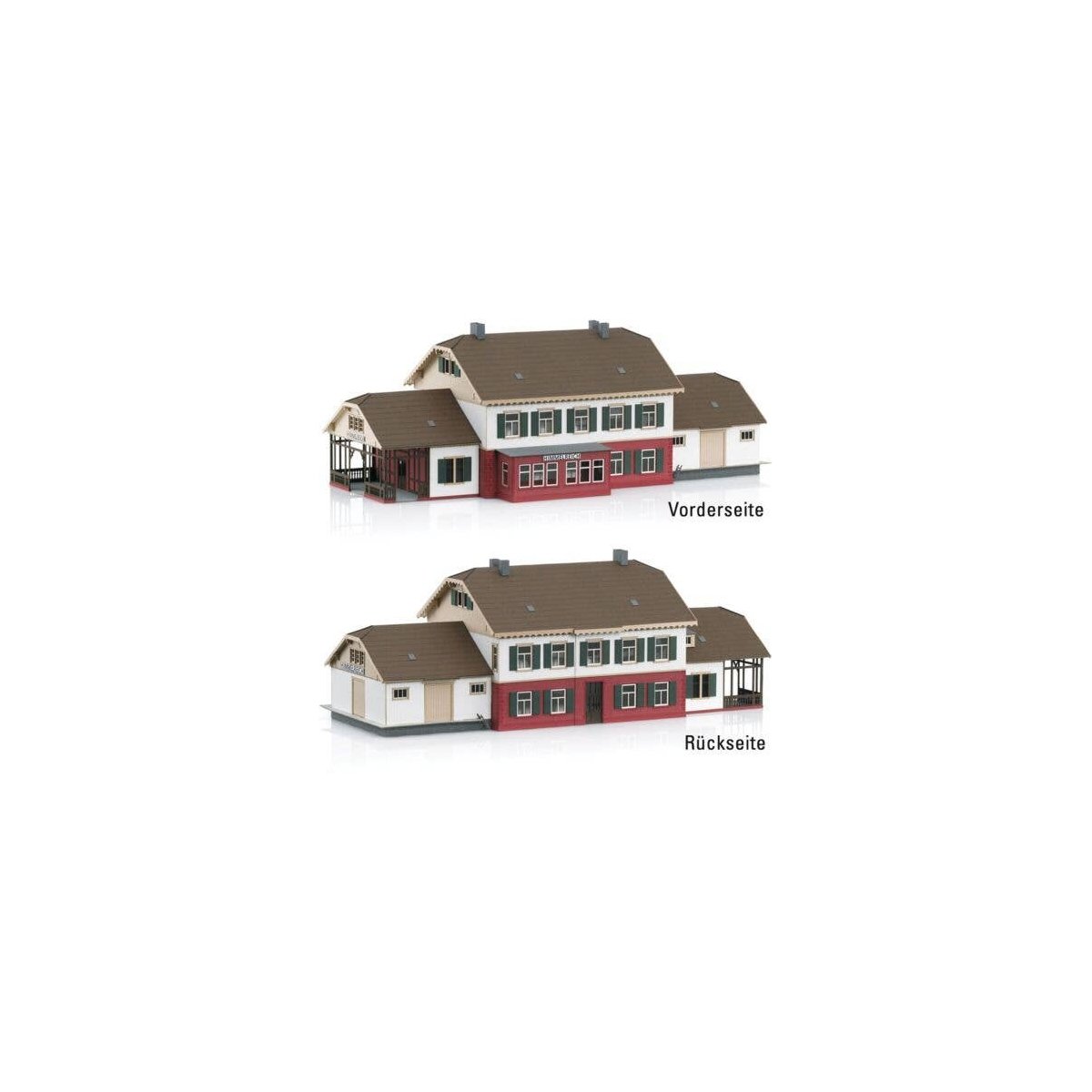 Himmelreich Train Station -- Laser-Cut Card Kit - 5-3/4 x 15-1/8 x 5-1/4′ 38.4 x 14.7 x 13.4cm, HO, Marklin, Inc 72793