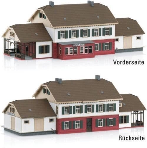 Himmelreich Train Station -- Laser-Cut Card Kit - 5-3/4 x 15-1/8 x 5-1/4′ 38.4 x 14.7 x 13.4cm, HO, Marklin, Inc 72793