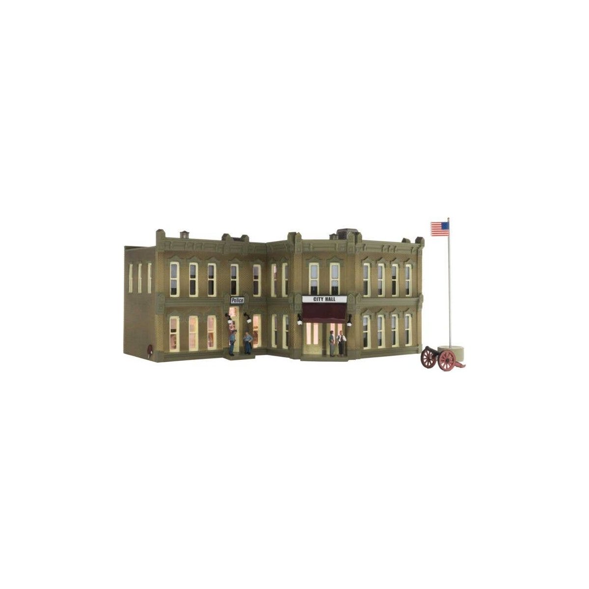 Municipal Building - Built & Ready Landmark Structures(R) -- Assembled - 4-1/2 x 3-3/16′ 11.4 x , N, Woodland Scenics 4930