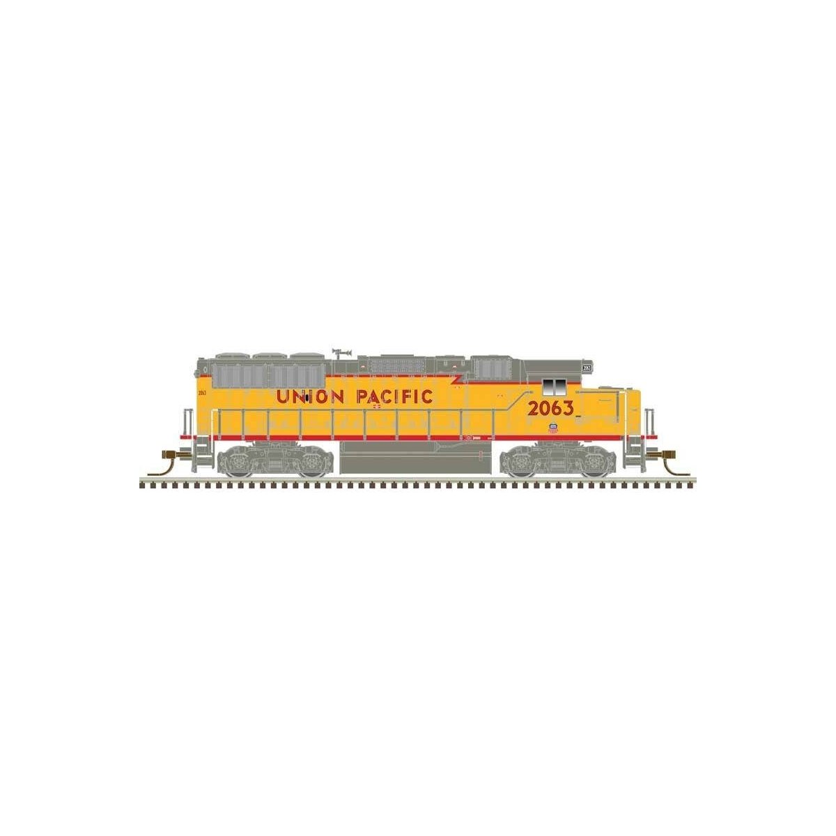 EMD GP60 - Standard DC - Master(TM) Silver -- Union Pacific 2063 (yellow, red, gray, red sill stripe), N, Atlas Model Railroad C