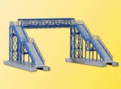 2-Track Steel Footbridge -- 9-3/16 x 8 x 4-13/16′ 23 x 20 x 12cm, HO, Kibri 39301