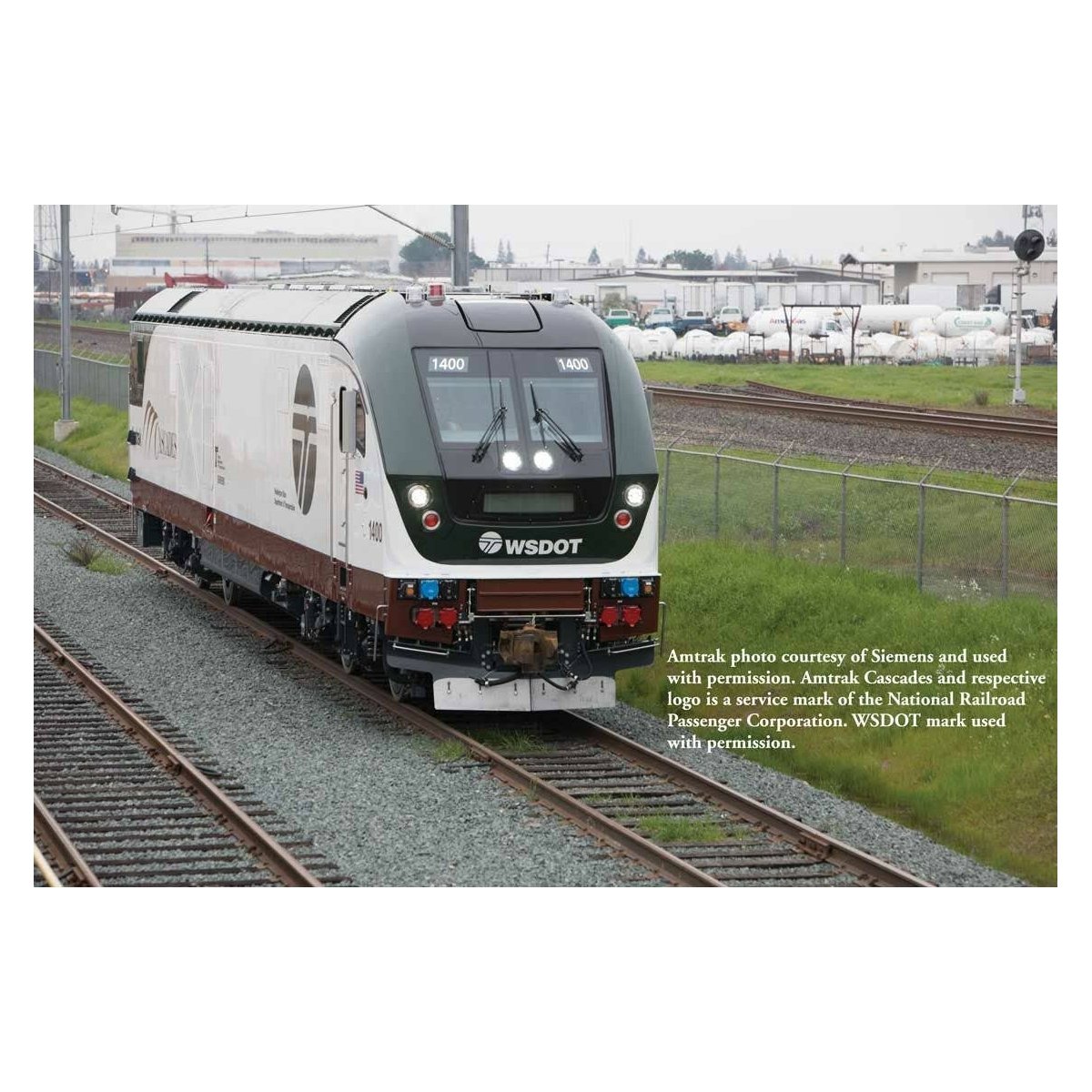 Siemens SC-44 Charger - WowSound(R) and DCC -- Amtrak 1400 (Cascades, Washington D.O.T. white, green, brown), HO, Bachmann Indus
