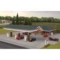 Modern Gas Station -- Kit - Main Building: 10-7/16 x 6-1/2 x 3-1/8′ 26.5 x 16.5 x 7.9cm, HO, Walthers Cornerstone 3537