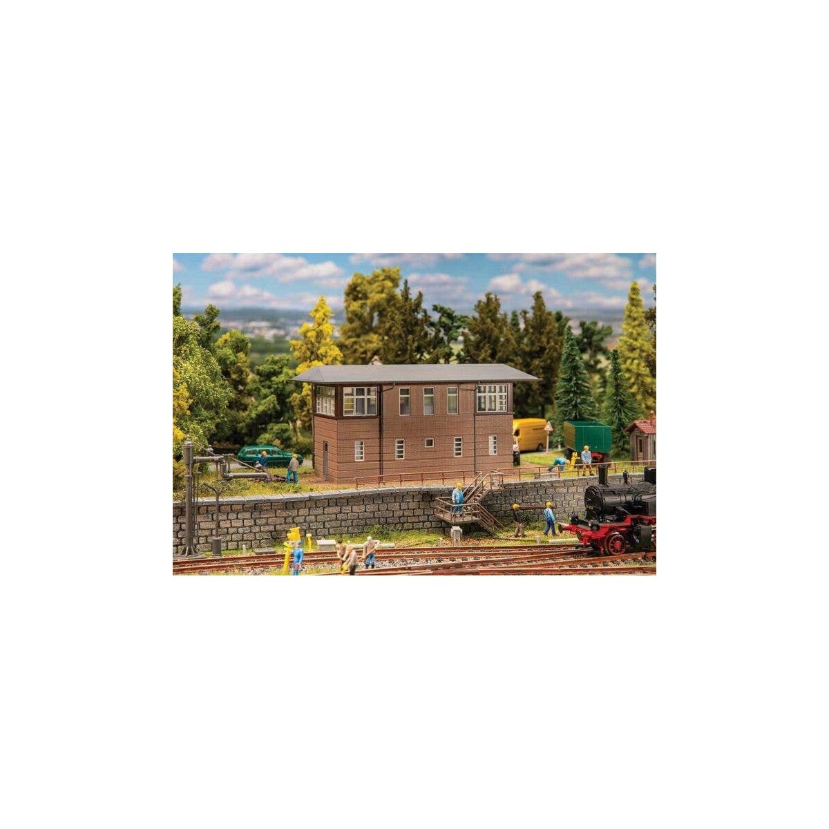 Brick Signal Box (Interlocking Tower) -- Kit - 6-1/2 x 3-1/4 x 3-1/8′ 16.5 x 8.3 x 8cm, HO, Faller Gmbh 191824