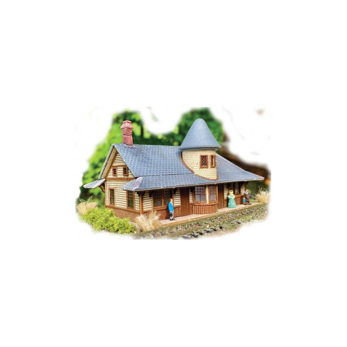 Northampton Station -- Laser-Cut Wood Kit - 4-1/2 x 2-1/2 x 2-1/2′ 11.4 x 6.4 x 6.4cm, N, The N Scale Architect 10073