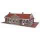 Brick Mission-Style Santa Fe Depot -- Kit - 11-5/16 x 6-7/16 x 3-3/4′ 28.7 x 16.3 x 9.5cm, HO, Walthers Cornerstone 4055
