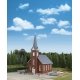 Brick Church -- Kit - 8-1/16 x 4-9/16 x 10-3/4′ 20.4 x 11.5 x 27.2cm, HO, Walthers Cornerstone 3496