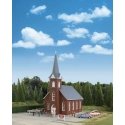 Brick Church -- Kit - 8-1/16 x 4-9/16 x 10-3/4′ 20.4 x 11.5 x 27.2cm, HO, Walthers Cornerstone 3496