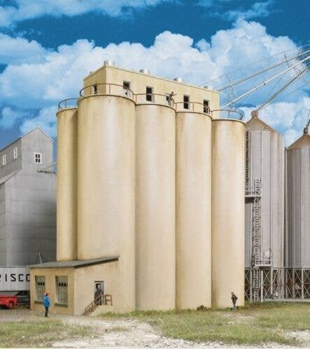Modern Grain Head House w/Silos -- Kit - 9-1/2 x 5 x 11′ 24.1 x 12.7 x 27.9cm, HO, Walthers Cornerstone 2942