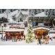 2 Christmas Market Stalls with Illuminated Christmas Tree -- Kit - 2 Stalls, Tree with Light String, HO, Faller Gmbh 134006