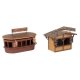 2 Christmas Market Stalls with Illuminated Christmas Tree -- Kit - 2 Stalls, Tree with Light String, HO, Faller Gmbh 134006