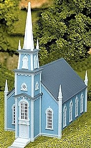 19th Century Church - Kit -- 9-1/2 x 4-3/4 x 10-3/4′ 23.8 x 11.9 x 26.9cm, HO, Atlas Model Railroad Co. 708