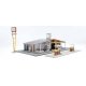 Vintage Gas Station -- Kit - Main Building: 10-1/2 x 9 x 3-3/16′ 26.6 x 22.8 x 8cm, HO, Walthers Cornerstone 3541