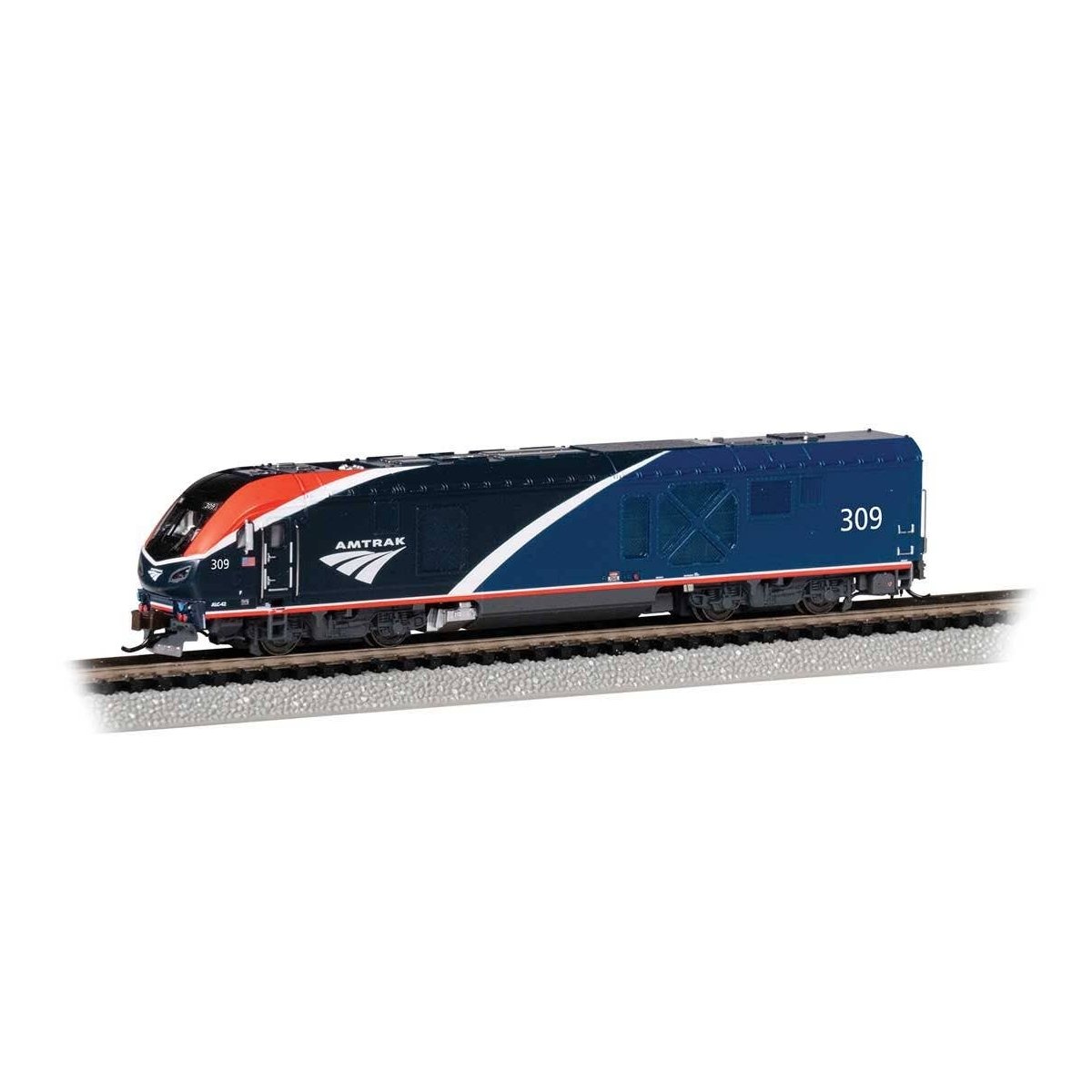 Siemens ALC-42 Charger - Econami(TM) Sound and DCC -- Amtrak 309 (Phase VII, blue, red, white), N, Bachmann Industries 68353