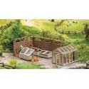 In the Garden -- Laser-Cut Kit - Greenhouse, 2 Cold Frames, Pergola, HO, Noch Gmbh & Co 66805