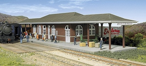 Whitehall Station - Kit -- 18-1/2 x 5-1/2 x 3-3/16′ 46.9 x 13.9 x 8cm, HO, Walthers Cornerstone 2932