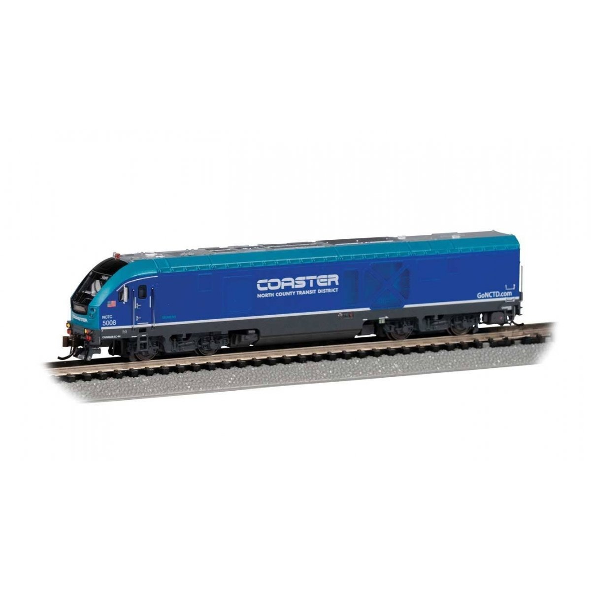 Siemens SC-44 Charger - Sound and DCC -- North County Transit District Coaster 5008 (blue, teal, white), N, Bachmann Industries 