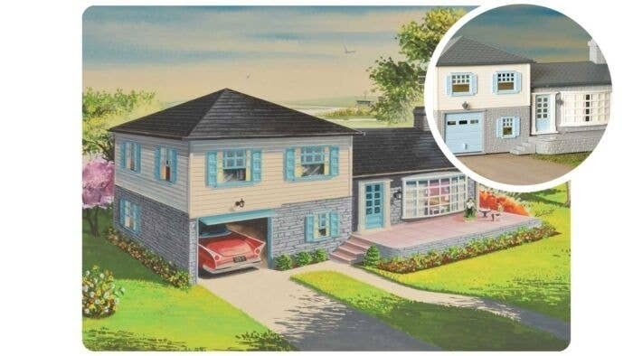 75th Anniversary Split-Level House - Plasticville U.S.A.(R) -- Kit - 75th Anniversary Packagi, O, Bachmann Industries 45633