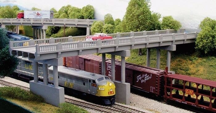 1930s Highway Overpass with 4 Piers -- Kit - Scale Length: 150′ 45.7m, N, Rix Products 153