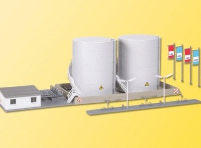 Twin Fuel Tanks w/Loading Facility -- Kit, N, Kibri 37467
