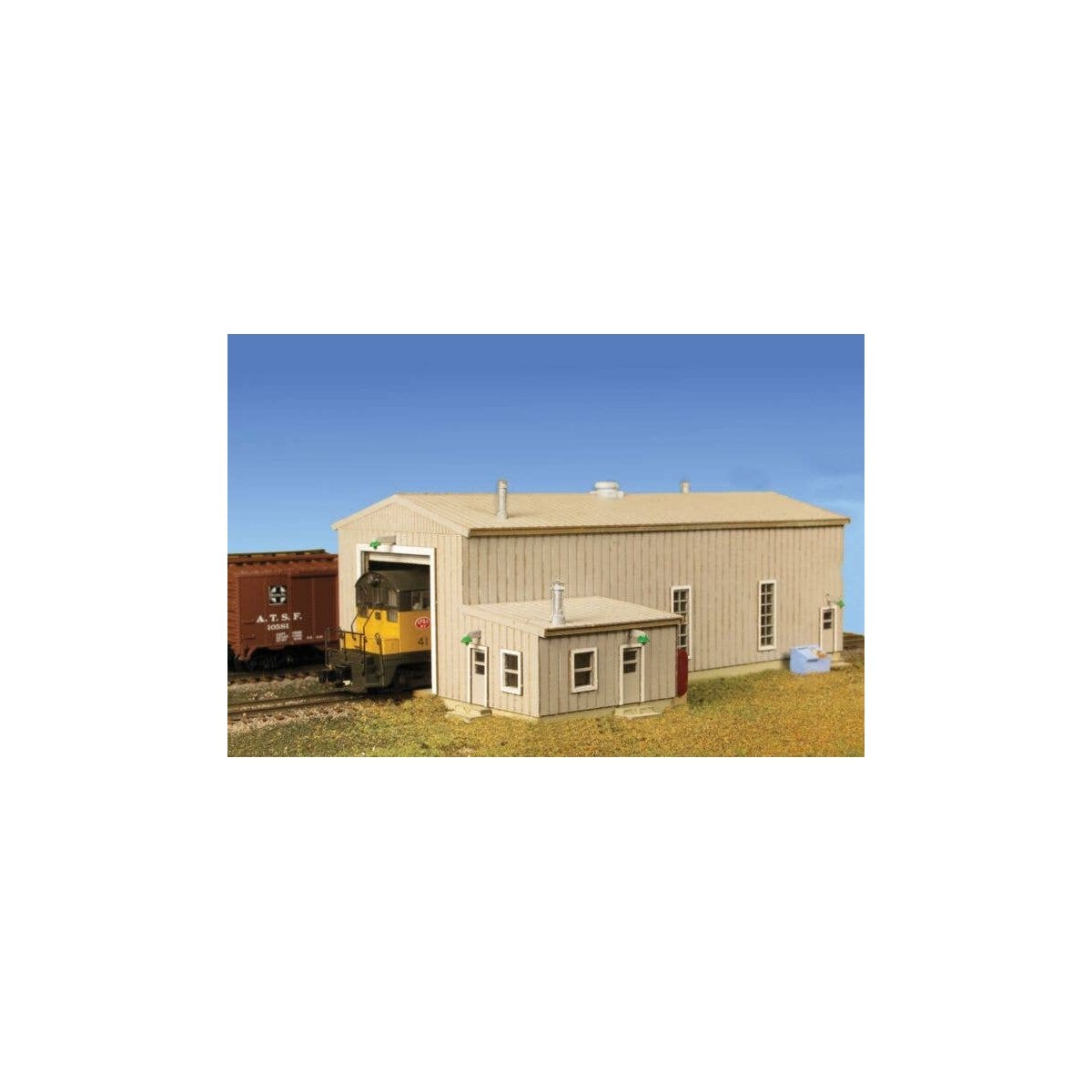 Diesel Engine House -- Laser-Cut Card Kit - 5-1/8 x 3-1/4 x 2′ 13 x 8.3 x 5.1cm, N, Monroe Models 9219